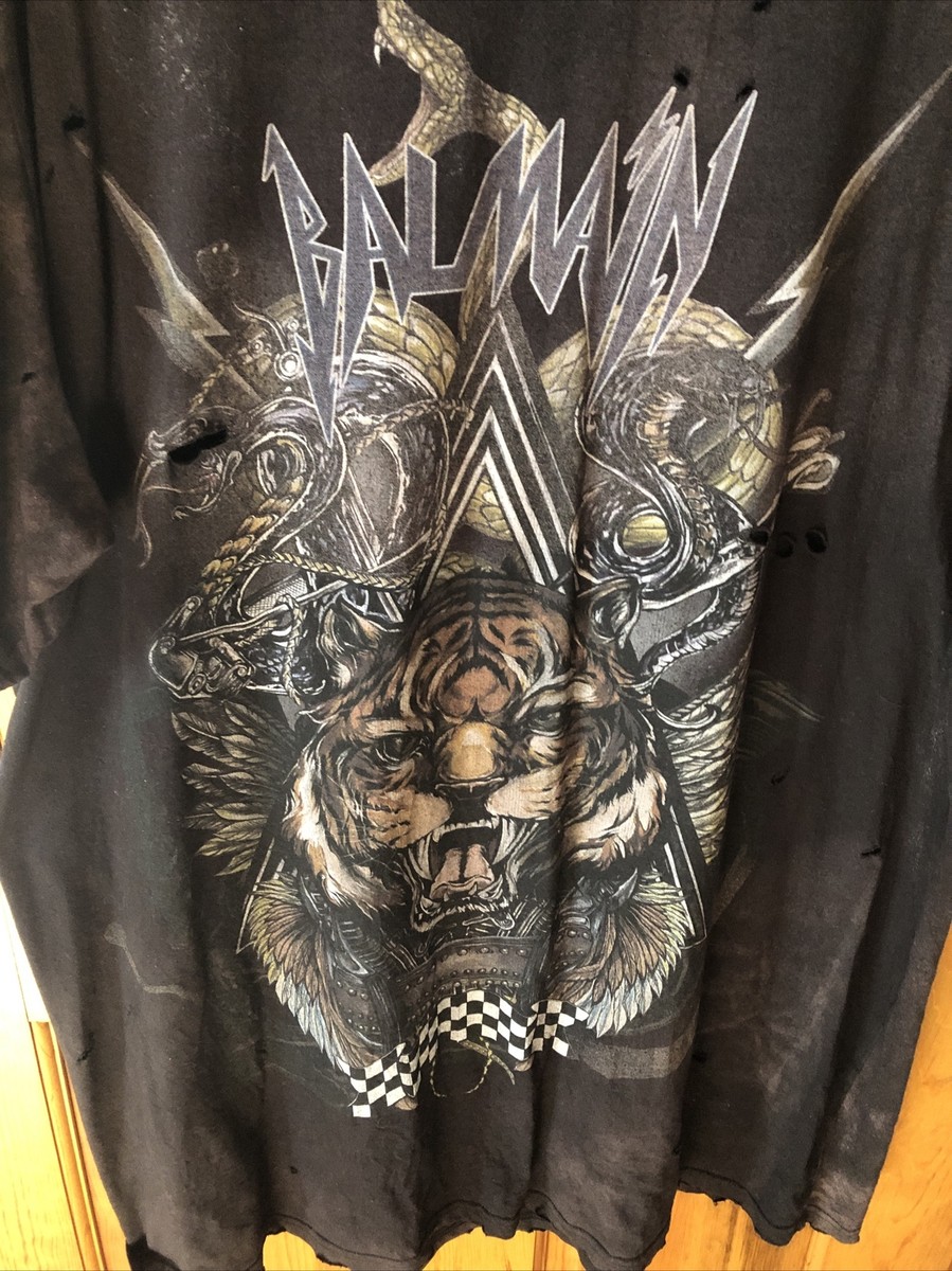 Balmain Paris Mens TU Tiger Shirt Distressing Oversized
