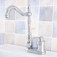 Chrome Brass Bathroom Kitchen Vanity Sink 4" Centerset Two Hole Basin Faucet