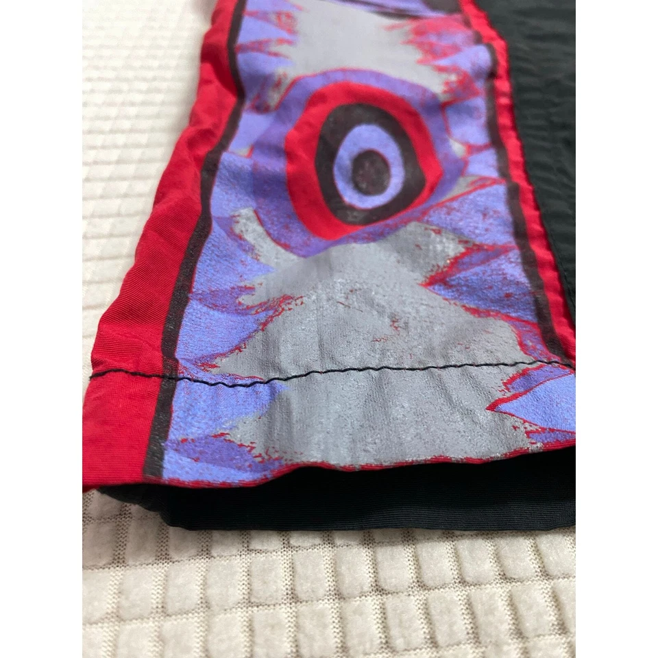 Baús de natação masculinos vintage mercúrio 40 2XL feitos nos EUA forrado padrão geométrico - Imagem 2 de 4