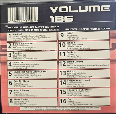 SF186        SUNFLY KARAOKE CDG VERY RARE, NOT SOLD IN THE USA  LOT UK