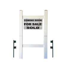 Real Estate Double 3 Piece Yard Sign Post 3Riders Double Sided  Grommets -White