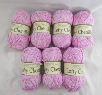 Northland Lofty Chenille Bulky Yarn Lilac Lot of 7 Skeins NEW Very Soft