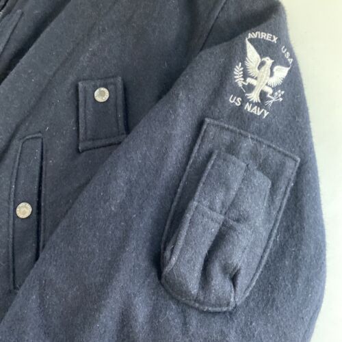 Giacca cappotto lana invernale vintage autentico Avirex BuAero blu navy taglia large - Foto 3 di 13