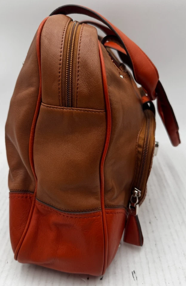 Bolso de hombro Levenger Raffinato de cuero marrón con cremallera para mujer Foto 3 de 4