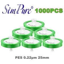 1000PS Wheel PES Lab Syringe Filters 25mm 0.22um Non-sterile PP Hydrophilic HPLC
