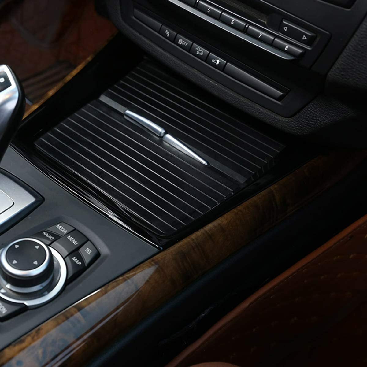 Black Inner Center Console Water Cup Holder Cover Trim For BMW X5 E70