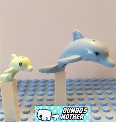 LEGO Dolphin Mom & Baby Dolphins Friends Bright Light Blue & Aqua NEW