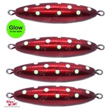 4pcs tuna Eddie Bomb 450g Through wire Bluefin Vertical fat heavy knife Glow Red