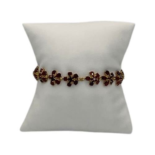 Bracelet Manchette Ajustable Argent Et Grenat Framboise – Neuf Sans Boîte