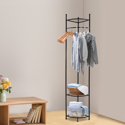 Metal Corner Clothes Rack, Gold Garment Rack Hall Tree, Freestanding Garment - Picture 20 of 24
