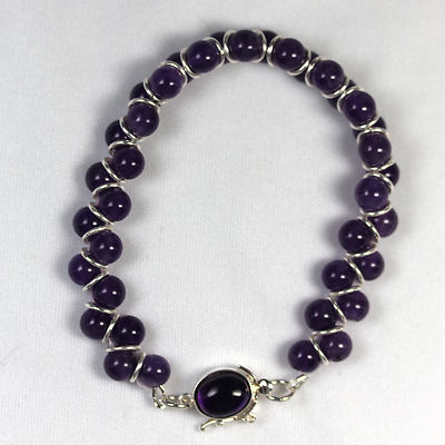 Feinsilber und Sterlingsilber Amethyst Armband 7,5'' Handgelenk