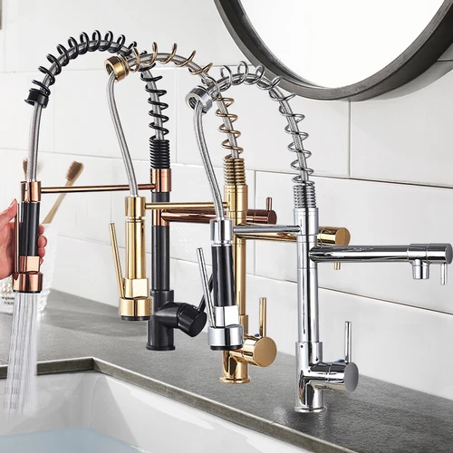 Modern Mono Kitchen Sink Mixer Taps Pull Out Twin Dual Spout Spray Single Lever