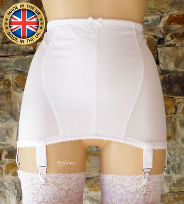 NYLONZ Vintage Style Classic OB 6 Strap Girdle WHITE (6 Strapsenders)   UK Made