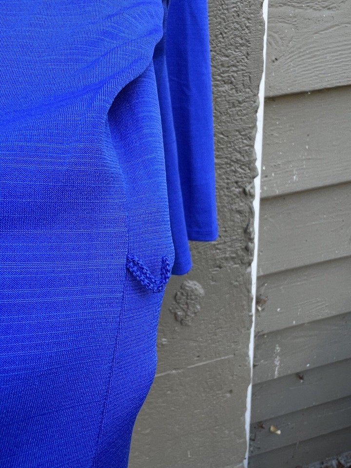 East 5th Women's Royal Blue Long Sleeve Drape Neck top Large eBay