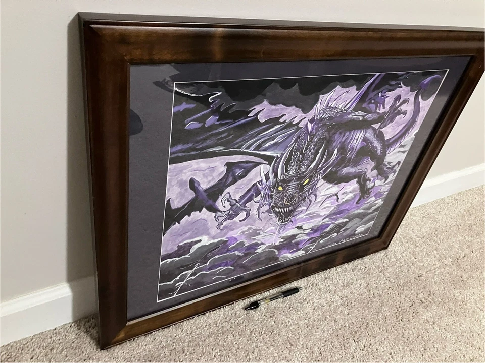 Original Dragon Portrait Oil Painting Signed Framed One of A Kind 27"W x 21"T - Image 4 of 4