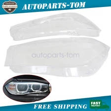 Pair Headlight Headlamp Lens Cover Replacement For BMW X5 F15 F16 X6 2014-2018