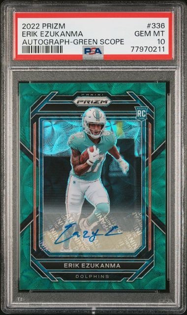 2022 Prizm Erik Ezukanma Rookie Auto RC Green Scope /75 PSA 10 Pop 1