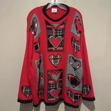 Elements Woman Knit Sweater Womens 2X Pullover Hearts Grandma Core Teacher