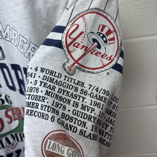 Camiseta De Colección Años 90 New York Yankees Larga Atrás 1956 Bronx Bombers AOP Grande EE. UU. - Imagen 13 de 23