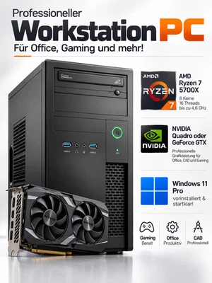 Workstation/Gaming PC Ryzen 7 5700X 4,6GHz , 16-32GB, 500GB-1TB SSD, Pro leise - Bild 1 von 4