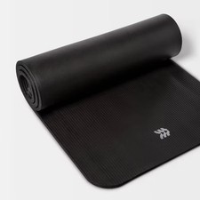 All In Motion Yoga Pilates Fitness Mat Portable Black Premium 15mm