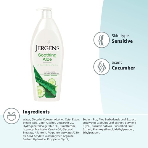 Jergens beruhigende Aloe erfrischende Feuchtigkeitscreme Körperlotion Aloe Ver 10oz (2er Pack) - Bild 9 von 20