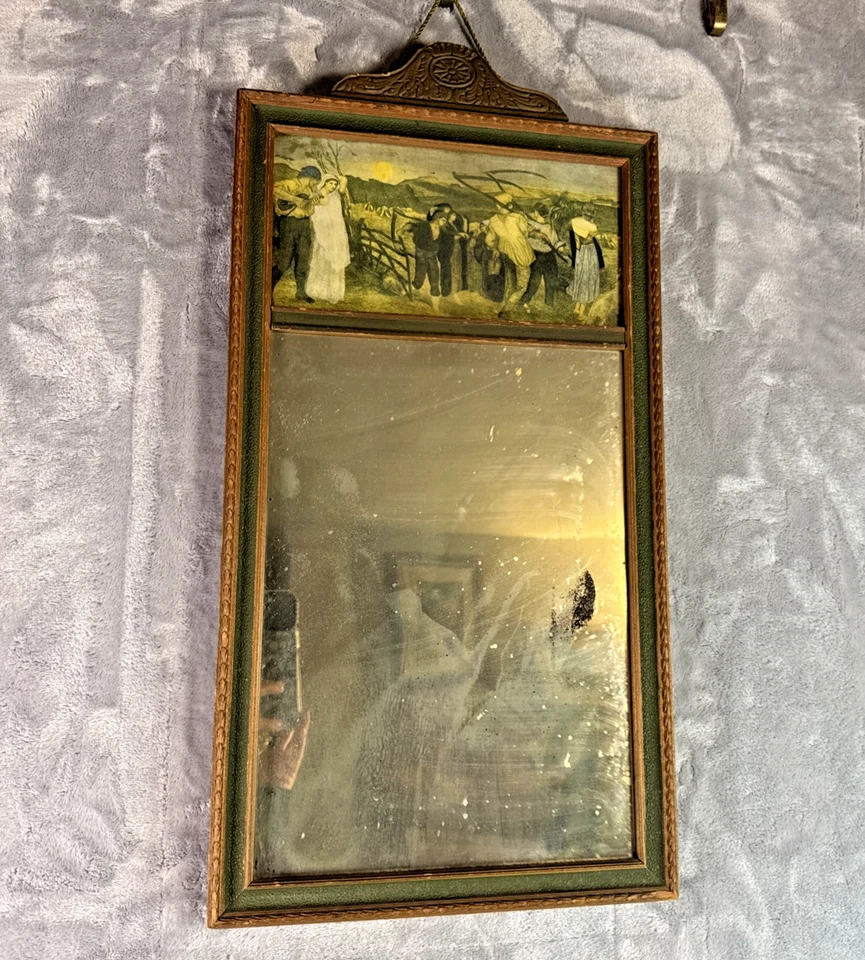 Espejo de pared Antq ART DECO Harvest Moon Mason estampado TRUMEAU años 30 Foto 3 de 4