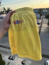 Vintage 80s Yellow Cab Co yellow pleated camp shorts logo festival S retro