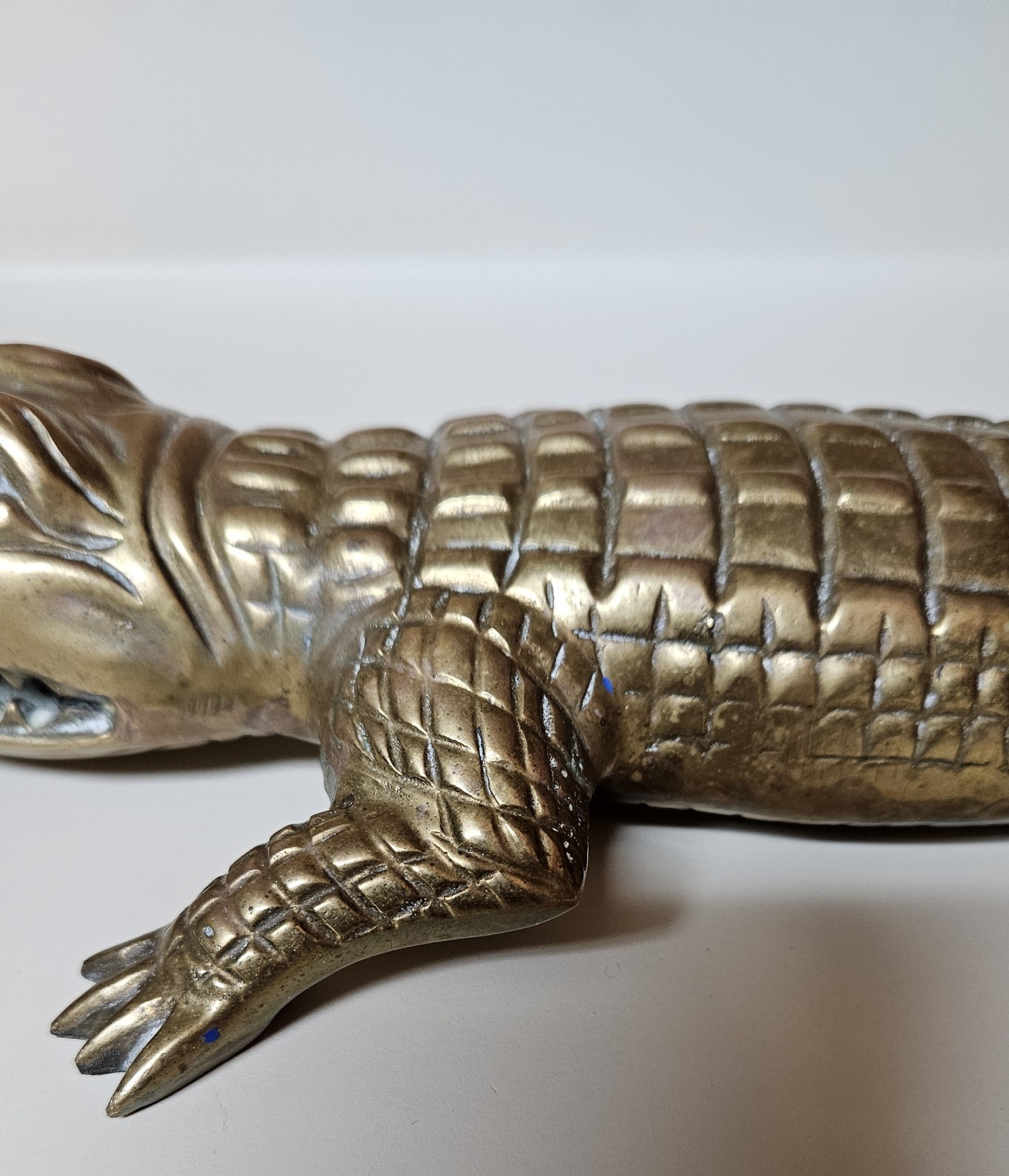Vtg Solid Brass Alligator Crocodile Sculpture Figurine Mid Century Modern RARE