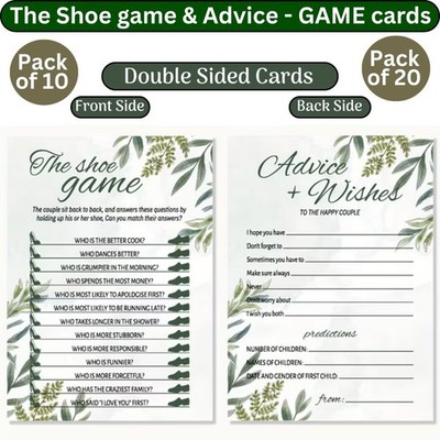 Bridal Shower Spiel Karten Beratung für Braut & Hochzeit Schuh Spiel Junggesellinnenabschied Aktivität