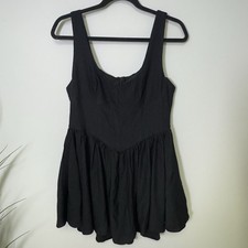 Women's Black Sleeveless Babydoll Dress Flowy Skater Style Size XL