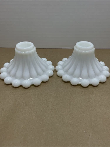 Pair of Vtg Anchor Hocking Milk Glass Candlestick holders