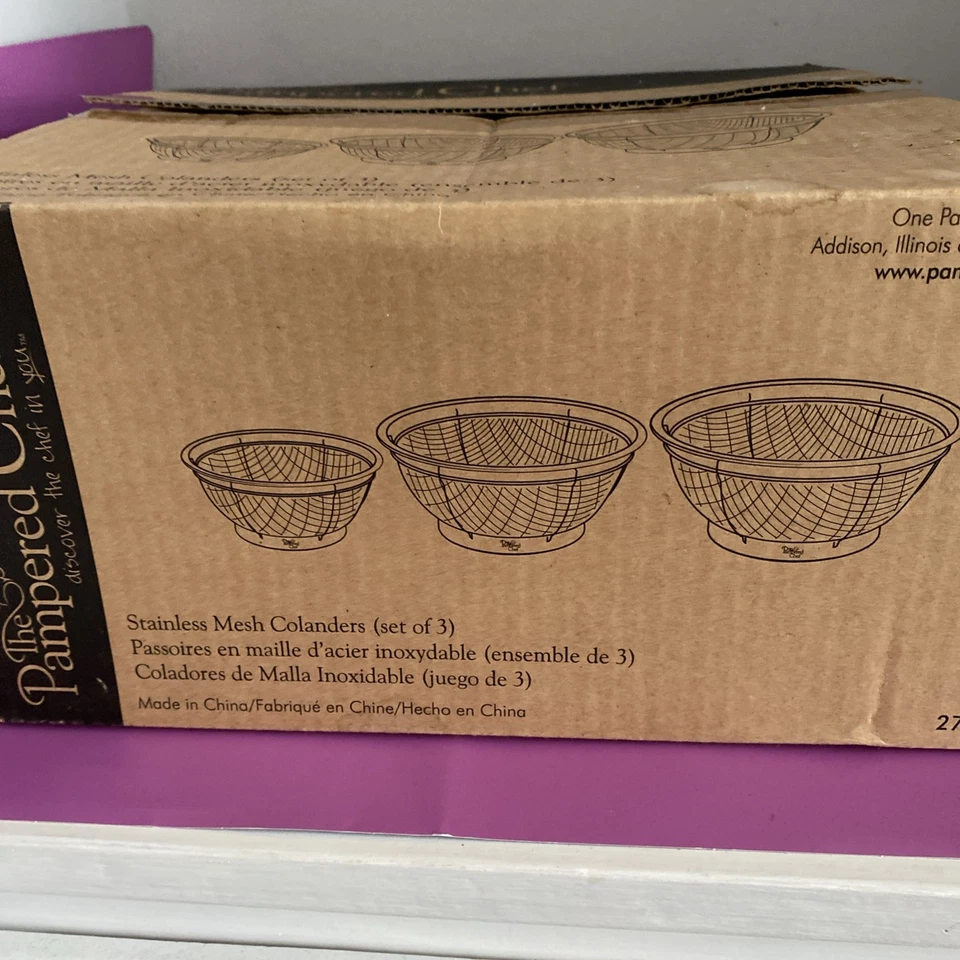 Pampered Chef Stainless Steel Mesh Colander Set Of Three - Image 2 of 4