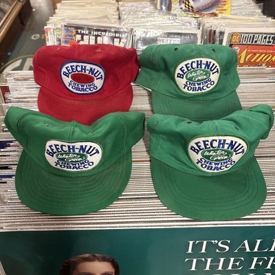 Lot Of 4 NOS? Beech-Nut Chewing Tobacco Red Green Winter Green Hats READ