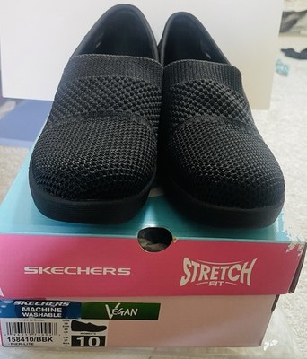Sketchers Women s Stretch Fit Vegan Size 10 Pier-Lite Black
