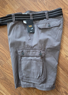 Lee Men's 42 Gray Vapor Cargo Belted Hiking Casual 11.5'' Inseam Shorts Pockets
