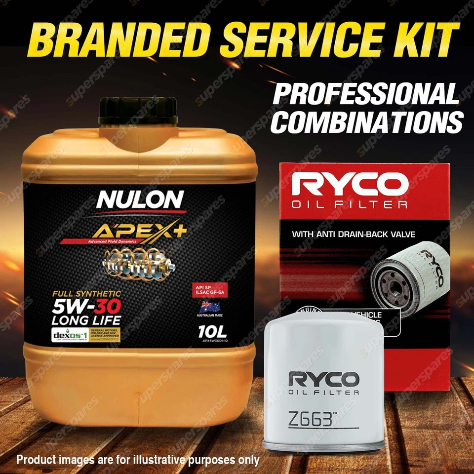 Ryco Oil Filter 10L APX5W30D1 Eng. Oil Service Kit for HSV GTS Maloo VE LS2 LS3