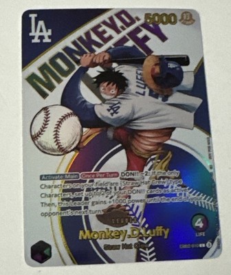 MONKEY D LUFFY BASEBALL ONE PIECE Holographic Custom Art Anime Collectible Card