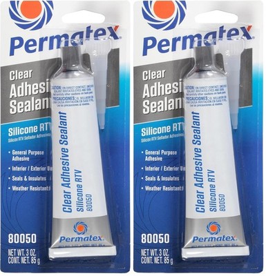 Permatex 80050 Clear RTV Silicone Adhesive Sealant, 3 oz, pack of 2