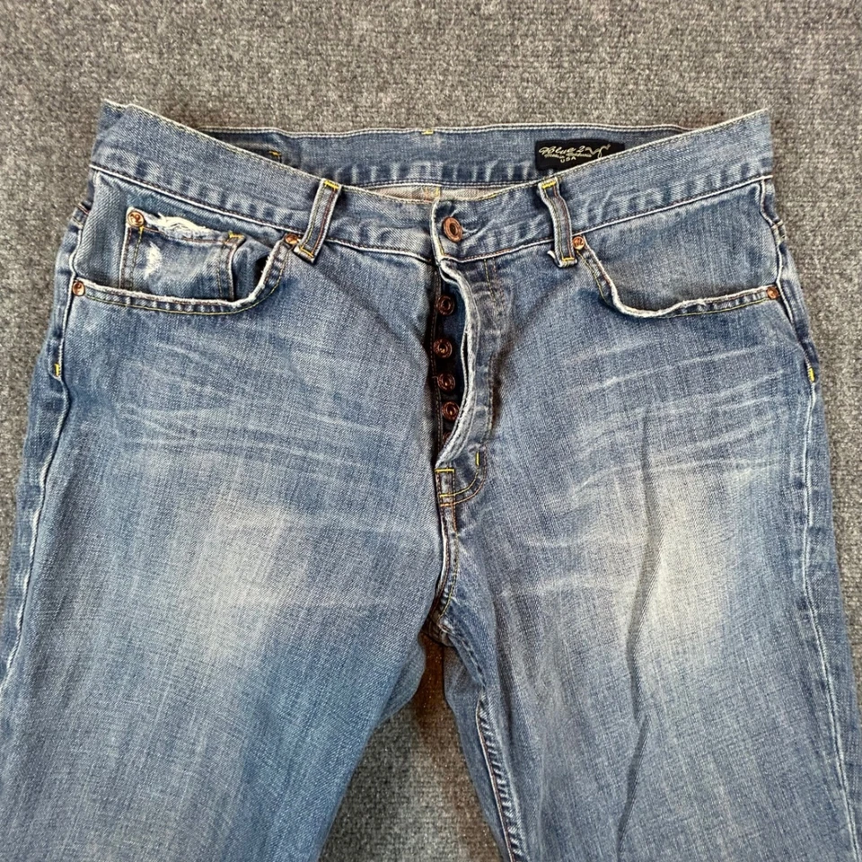 Pantalones de mezclilla azules 2 para mujer talla 36 botones mosca lavado claro corte boot hecho en California EE. UU. Foto 2 de 4