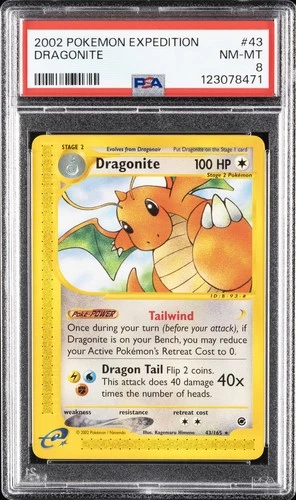 2002 POKEMON EXPEDITION #43 DRAGONITE PSA 8