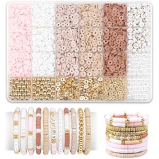 Clay bead bracelet kit, 2370pcs flat polymer clay heishi beads bracele