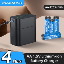 4PCS PUJIMAX AA 1.5V 4255mWh Rechargeable Lithium Battery With Fast Charging Box