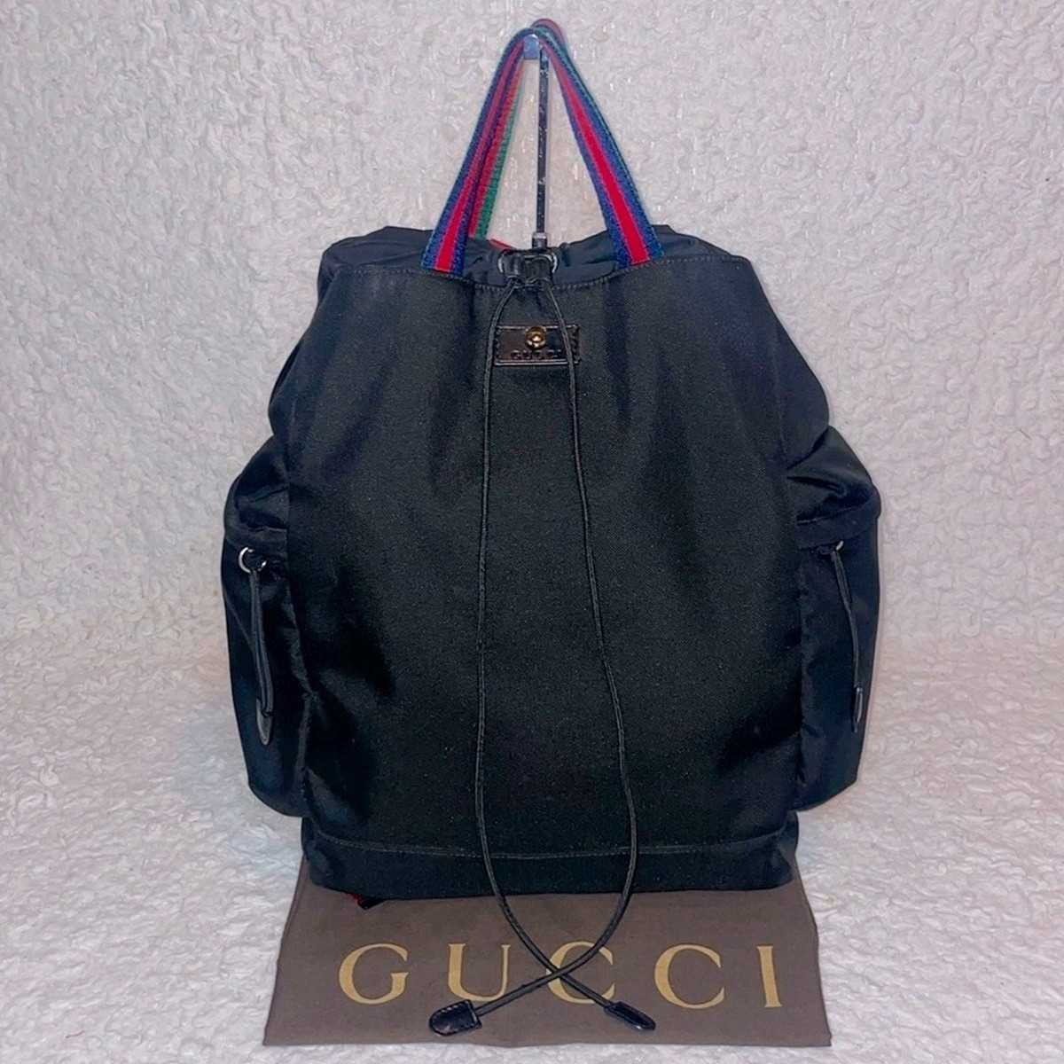 Gucci Techno Canvas Web Drawstring Tiger Head Nylon Backpack  display picture 1