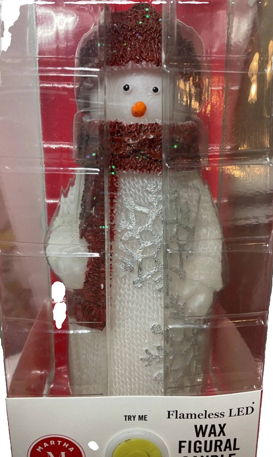 Martha Stewart FIGURAL CANDLE FLAMELESS LED SNOWMAN RED SCARF NIB - product detail image 2