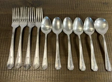 10 pc set Vtg The Roosevelt New Orleans Hotel SilverPlated flatware forks spoon