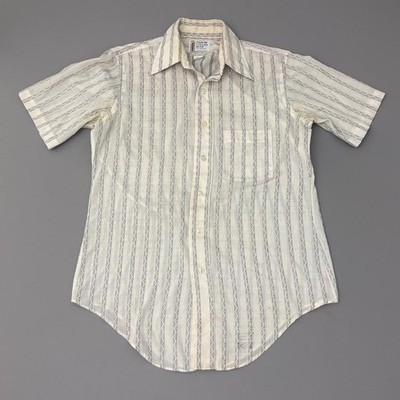 Vintage 70s Dagger Collar Shirt Disco Button Front Arrow Size Medium