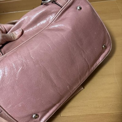 MIU MIU RN0685 Vitello Shine Pink 2Way Handbag Shoulder Bag w