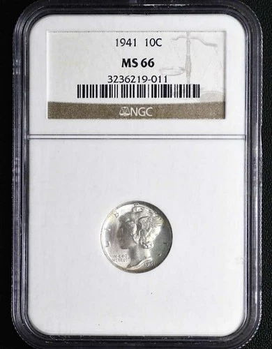 1941 Mercury Dime NGC MS66