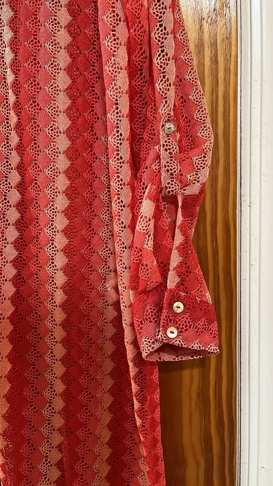 C&C California Beach Button Down Shirt Dress See Through Diamond Cover Up Size L - Image 4 of 4